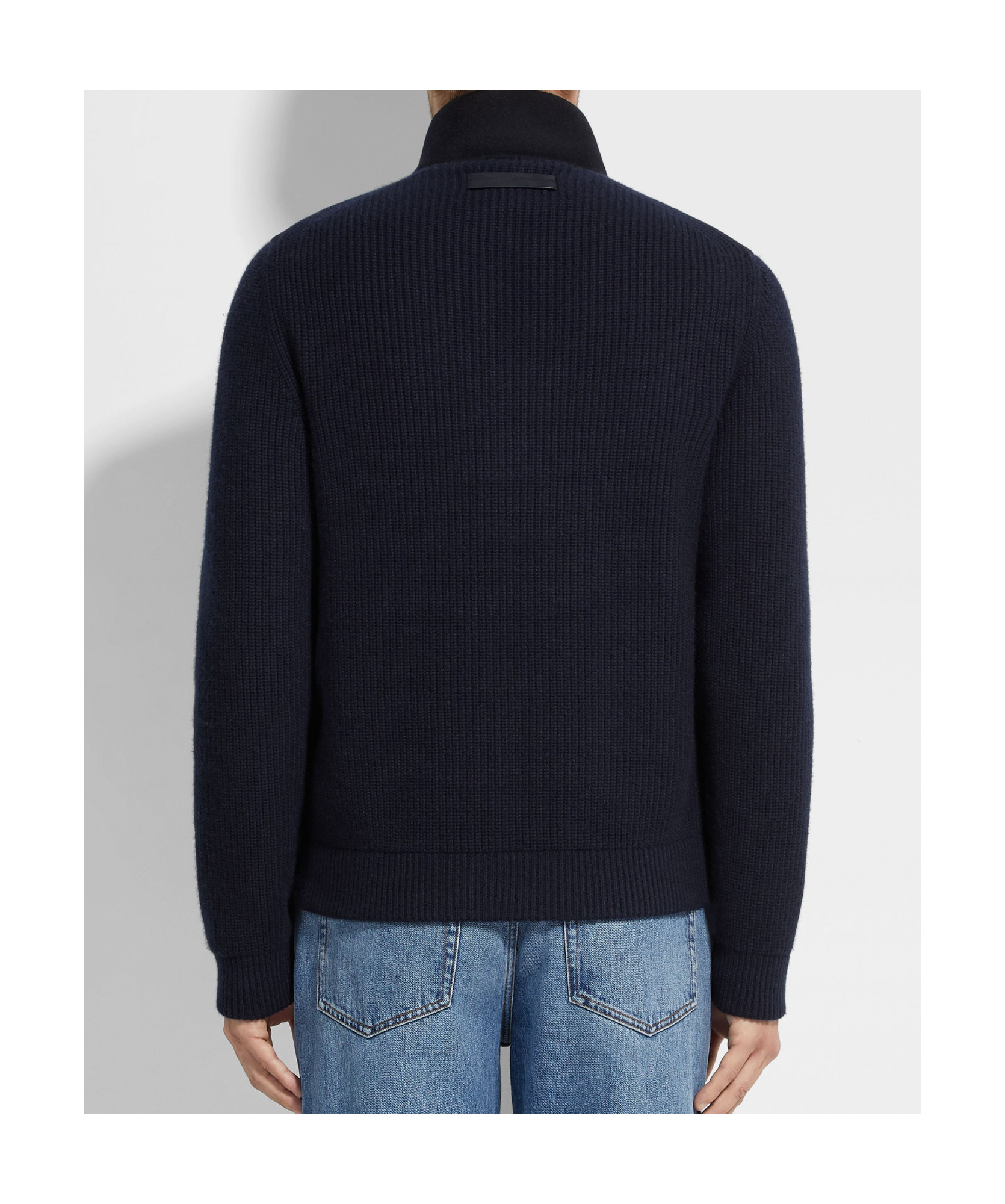 Zegna Panelled Zip-up Cardigan In Blue