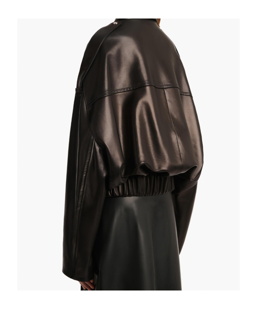 Khaite Owey Zip-up Leather Jacket In Black