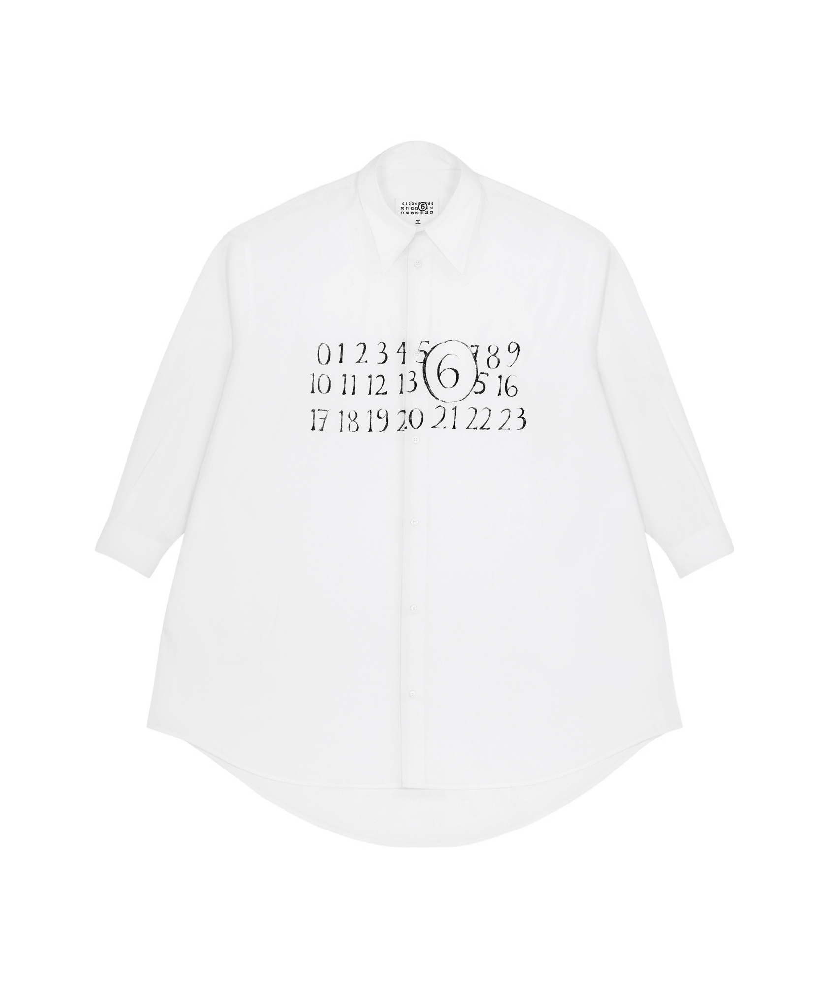 Mm6 Maison Margiela Signature Numbers Motif Shirt Dress In White