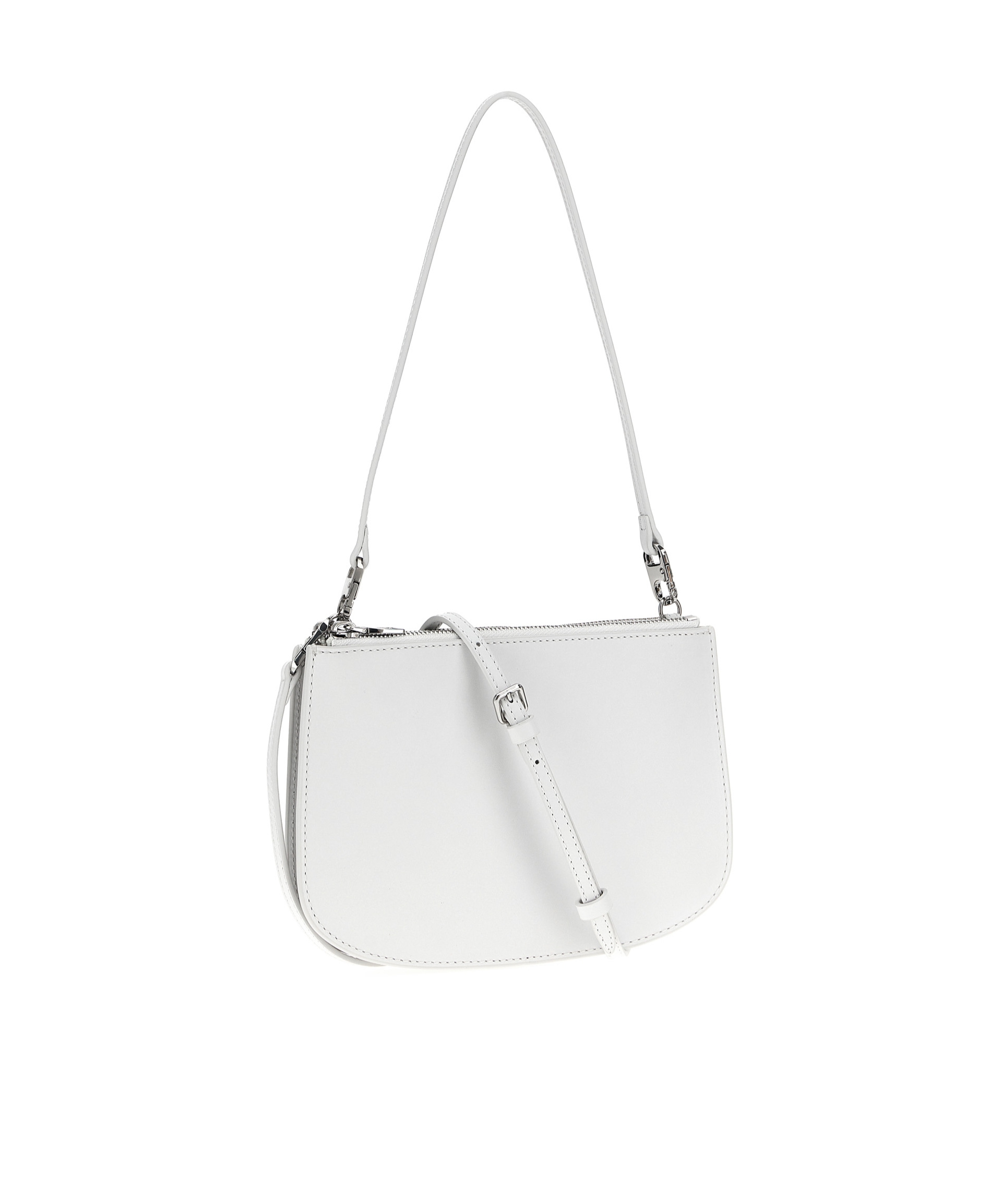 Diesel Smooth Leather Shoulder Handbag With Adjustable Strap In White