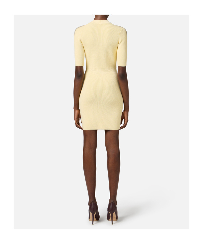 Shop Elisabetta Franchi V-neck Knitted Dress In Lemonade