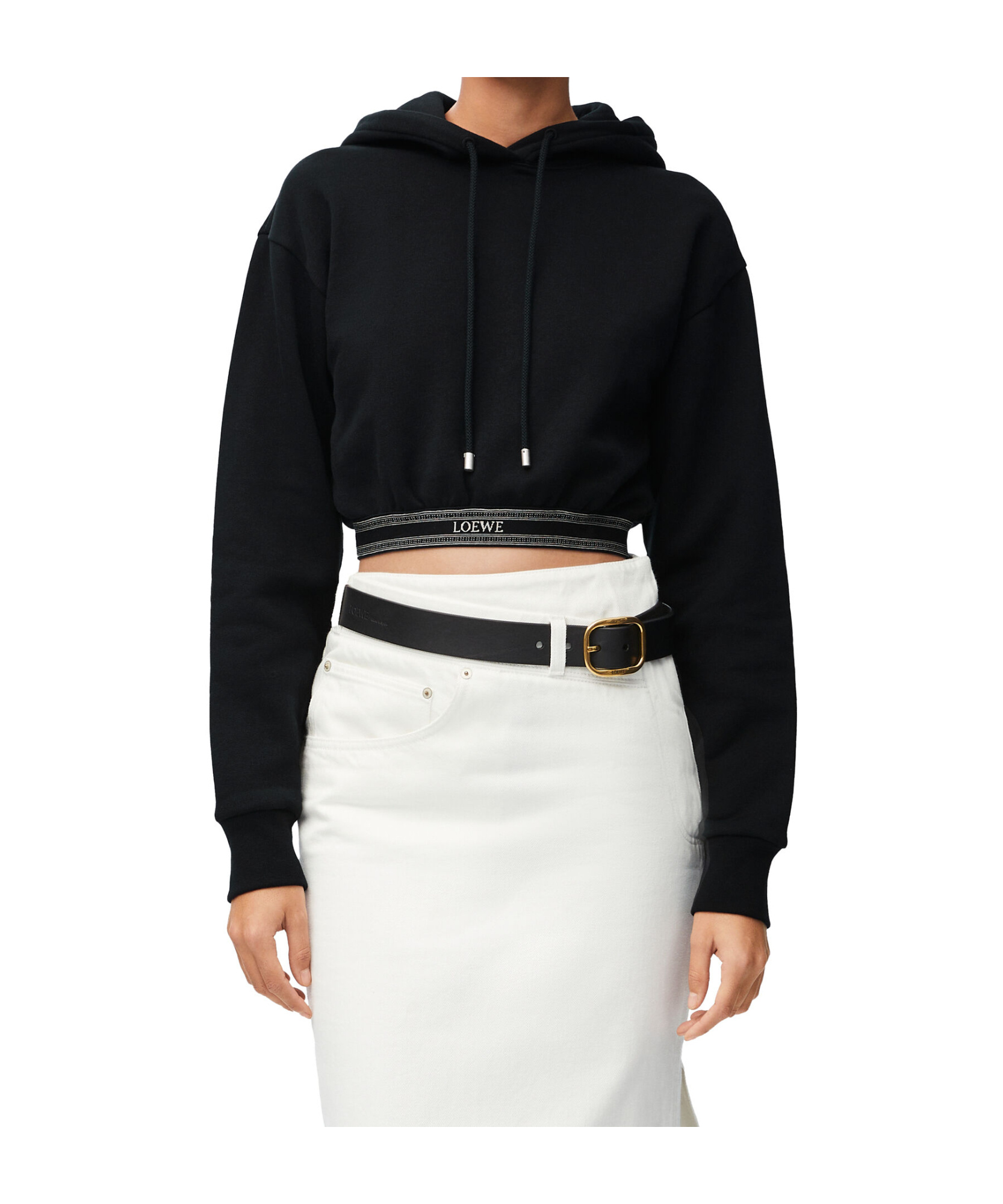 LOEWE CROPPED HOODIE IN COTTON AND CASHMERE