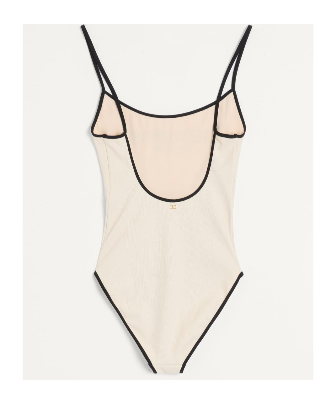 Valentino Spaghetti Straps Scoop Neckline High-cut Legs In Birch/black