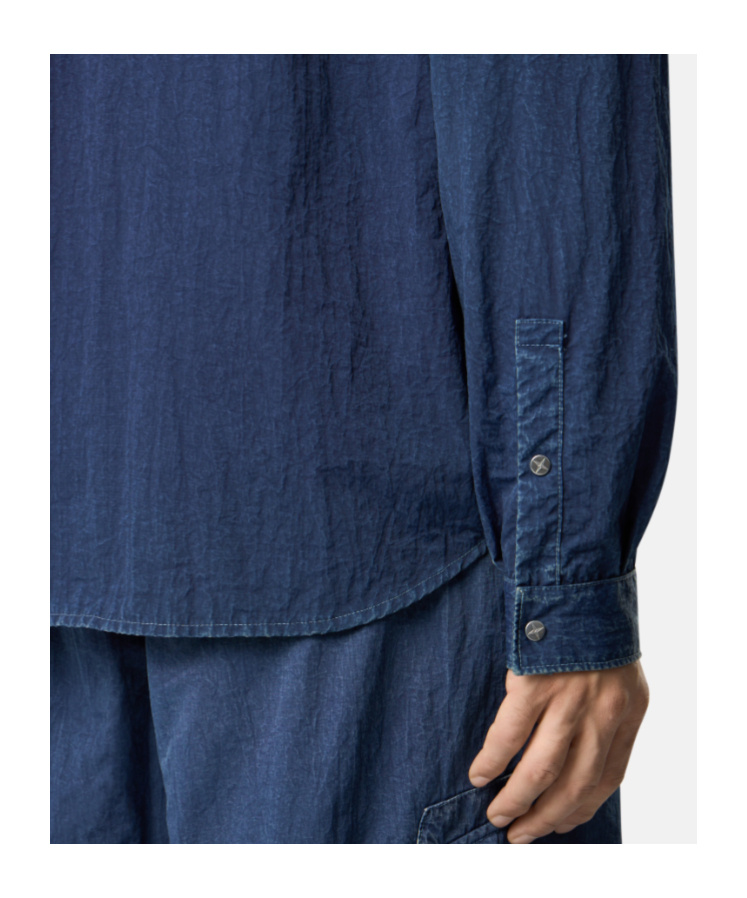 Stone Island Regular-fit Zipper-up Overshirt With Corrosion Treatment In Blue