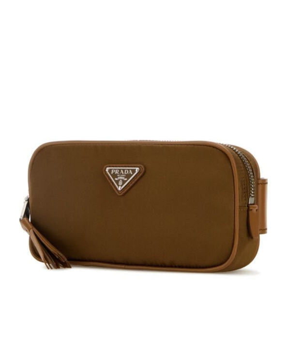Shop Prada Logo Plaque Belt Bag In Brown