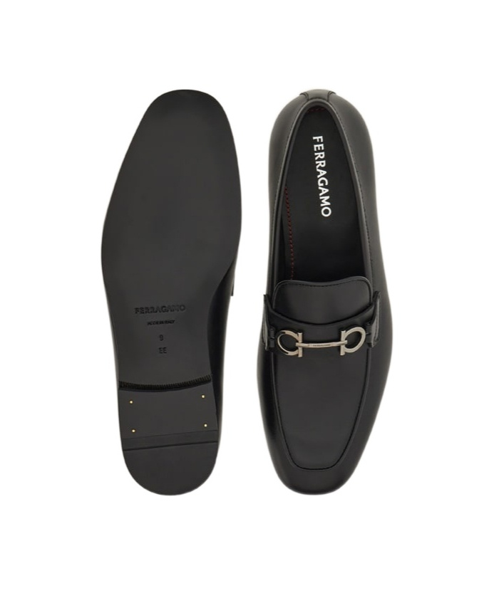 Shop Ferragamo Gancini-plaque Loafers In Black