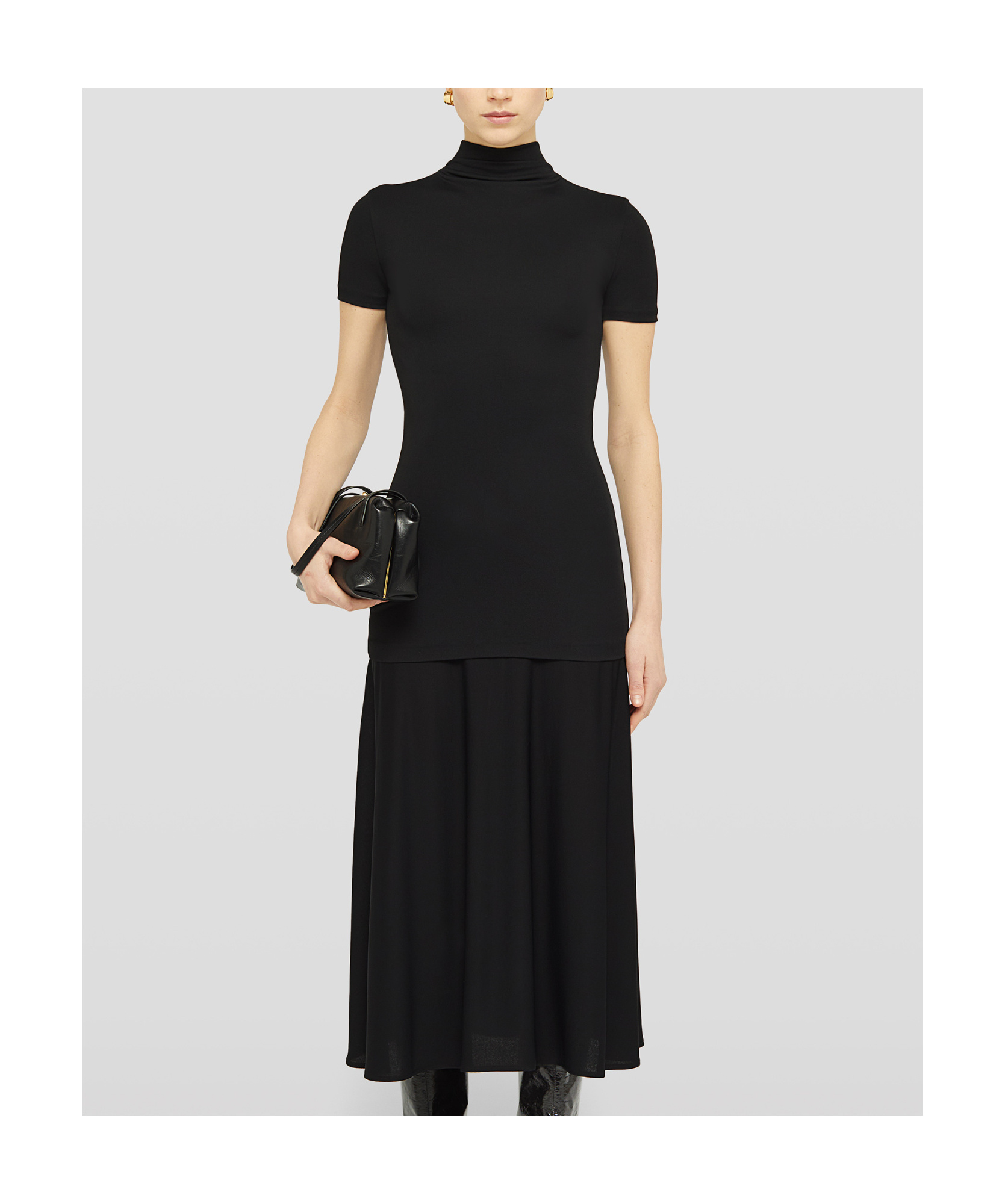 Jil Sander High-neck Viscose Midi Dress In Black
