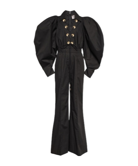 Elie Saab Puffed-sleeve Jumpsuit In Black