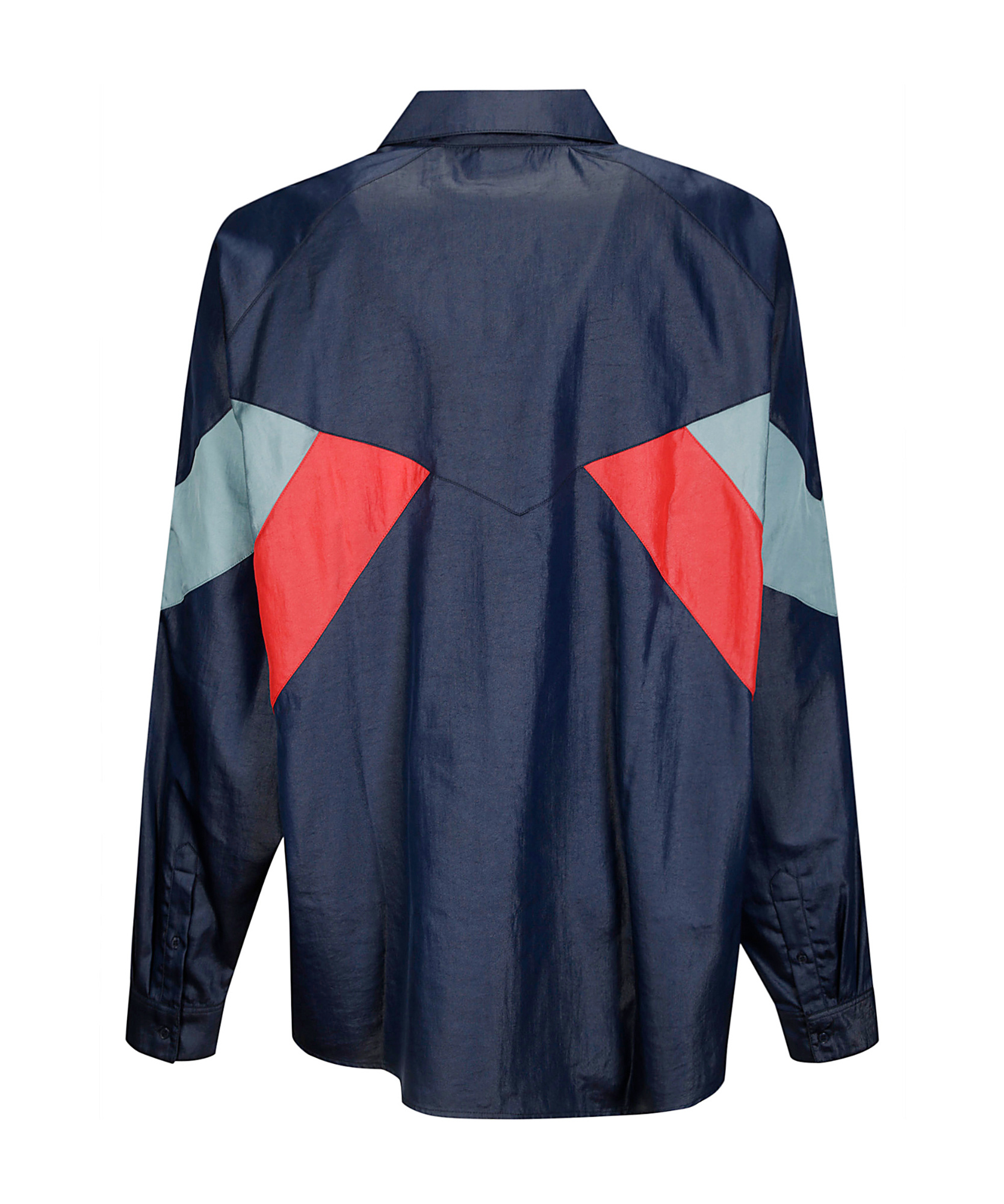 Martine Rose Block Design High Collar Unisex Jacket In Blue