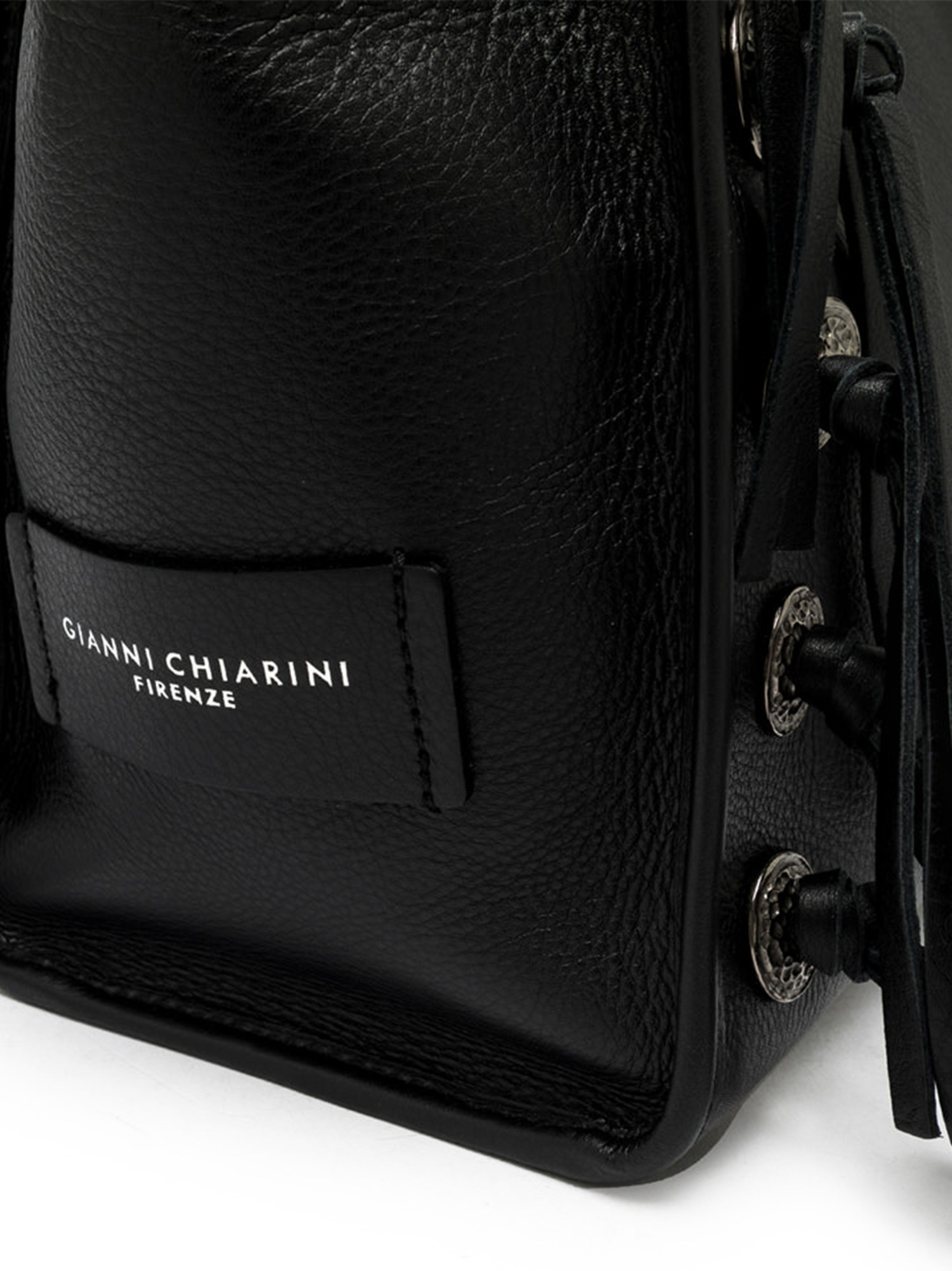 Gianni Chiarini Marcella Black Leather Bag With Fringes