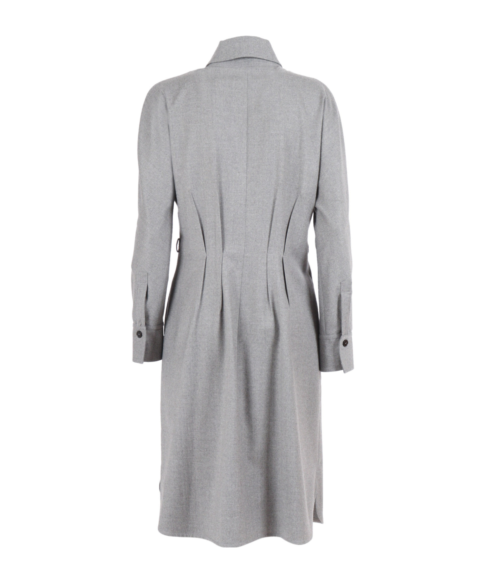 Antonelli Knee-length Tailored Dress With Classic Collar And Structured Pleats In Gray