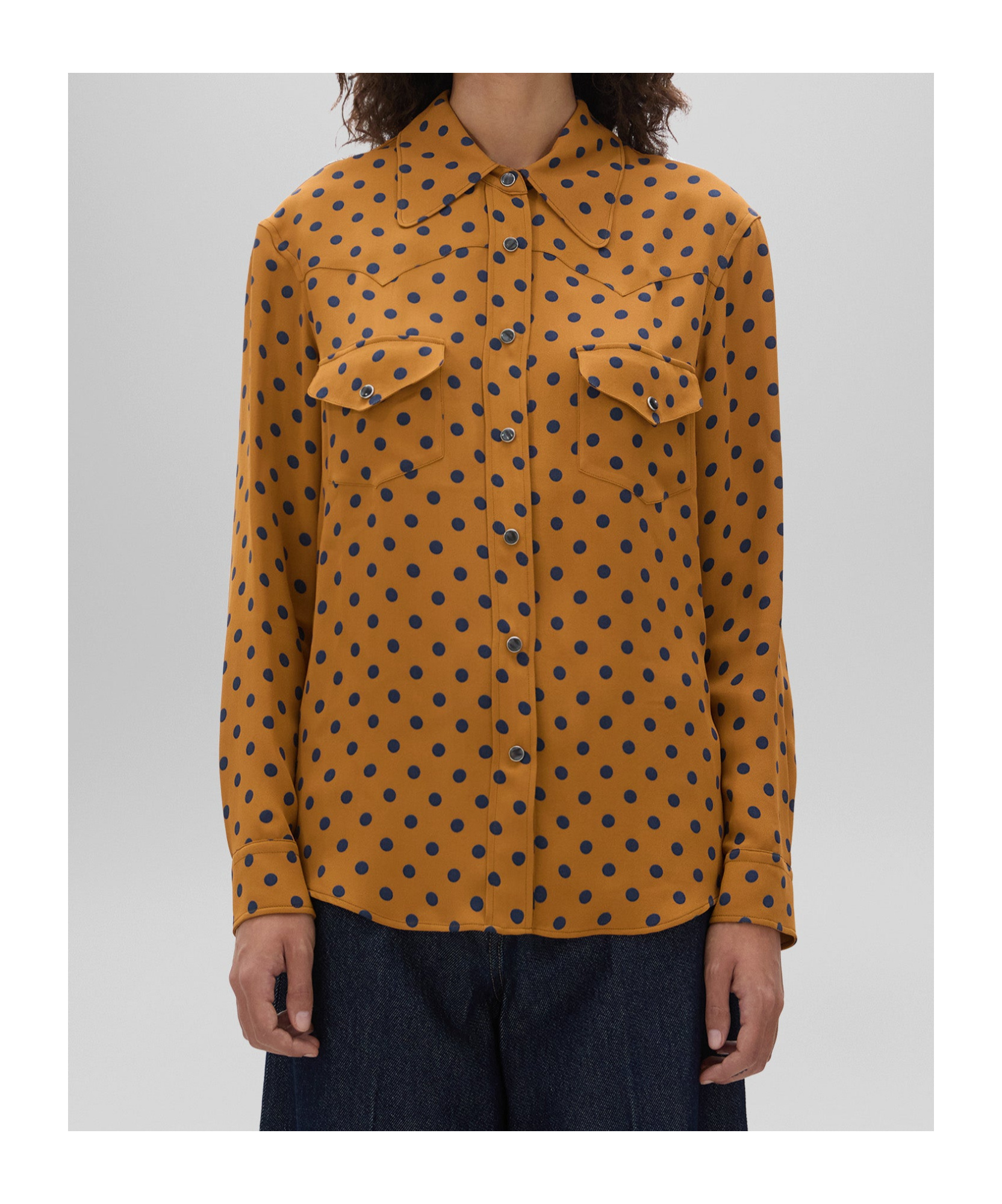 Aspesi Polka Dot Viscose Crepe Shirt In Brown