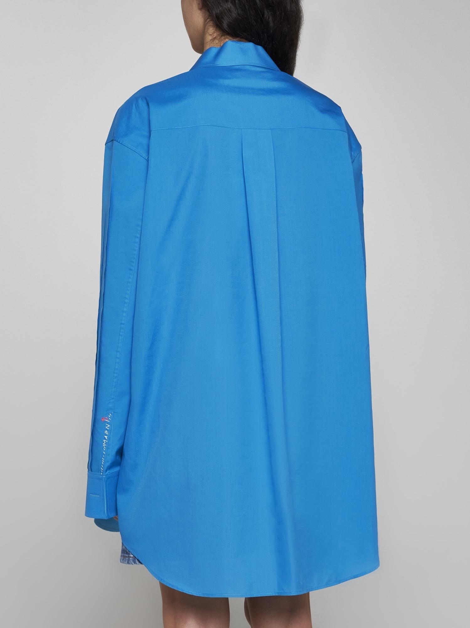 Marni Open-sides Organic Cotton Shirt In Blue