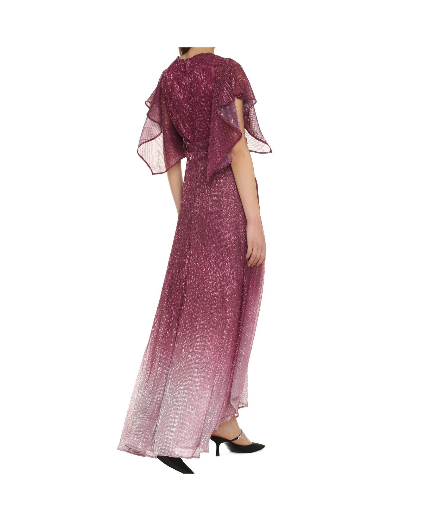 Talbot Runhof Metallic Voile Asymmetric Dress In Pink