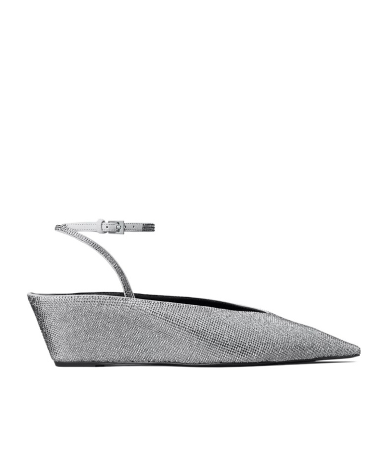 Tory Burch 50mm Pavé-embellished Wedge-heel Pumps In Silver