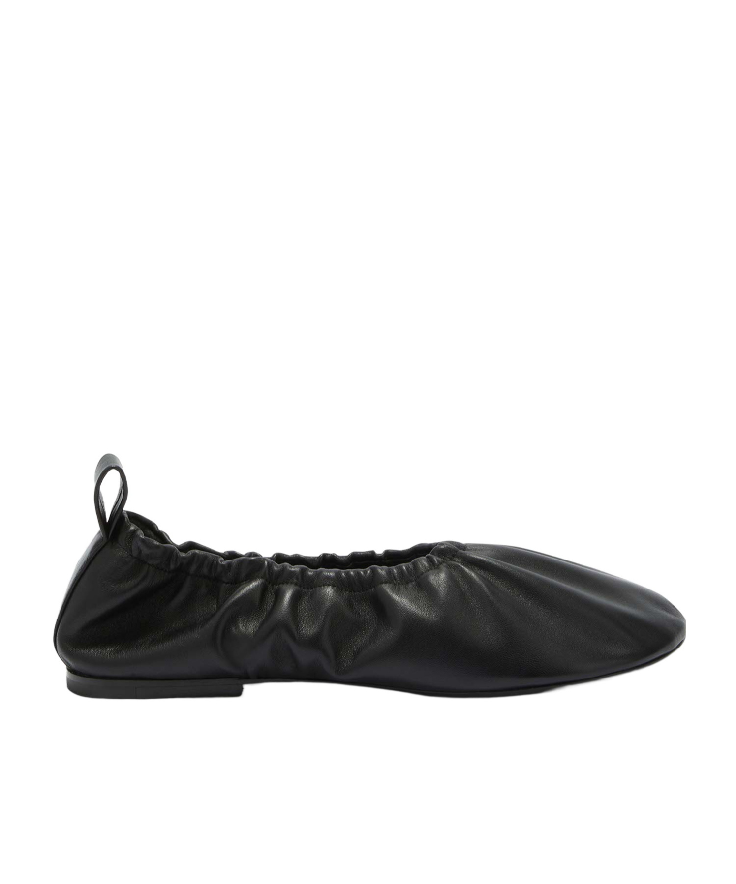 Jil Sander Gathered-detail Leather Ballerina Shoes In Black