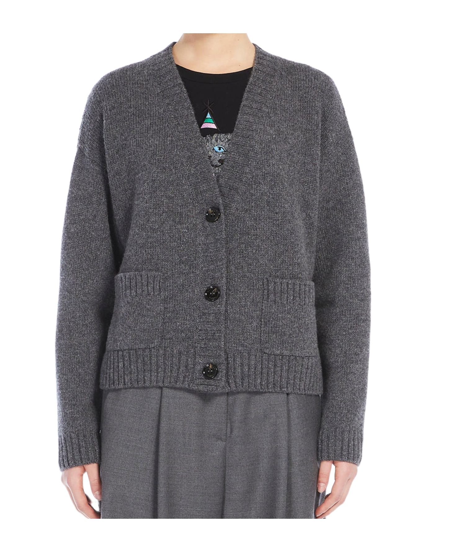 Weekend Max Mara Long-sleeved Cardigan In Gray