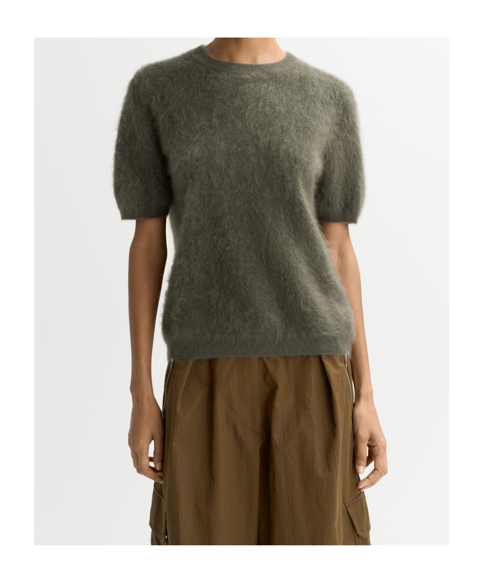 Soft Goat Short-sleeved Sweater In Green