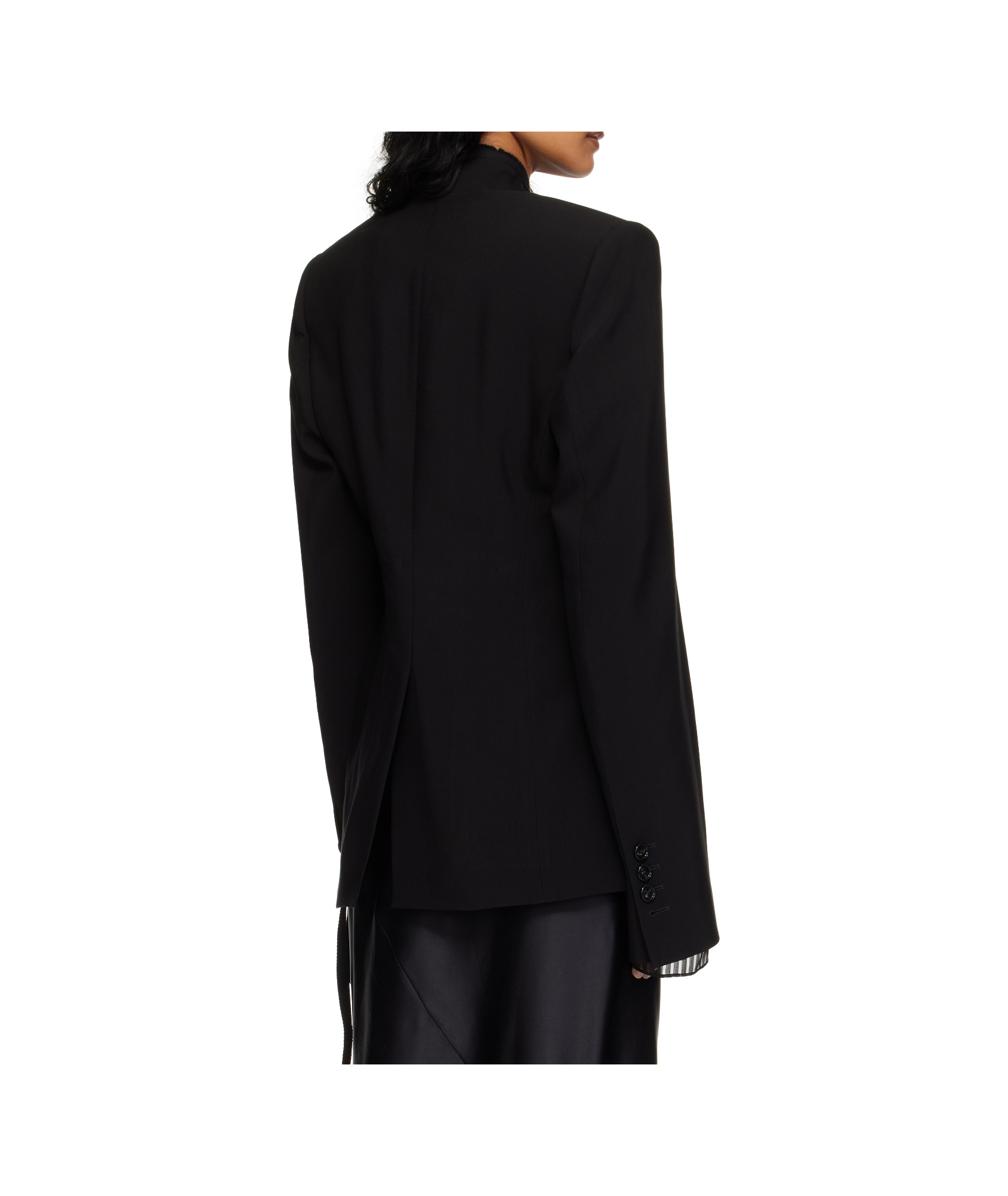 Ann Demeulemeester Sady Collarless Fitted Blazer In Black