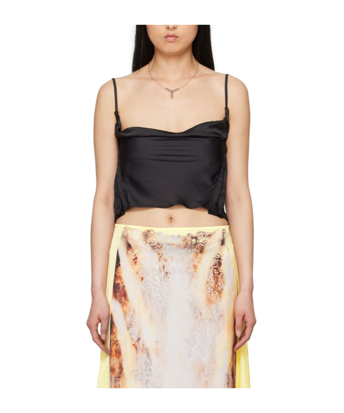 Y/project Cowl Neck Hook And Eye Top With Adjustable Straps For Women In Black