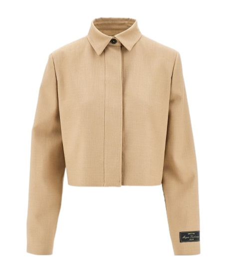 Msgm Long-sleeved Casual Jacket In Nude
