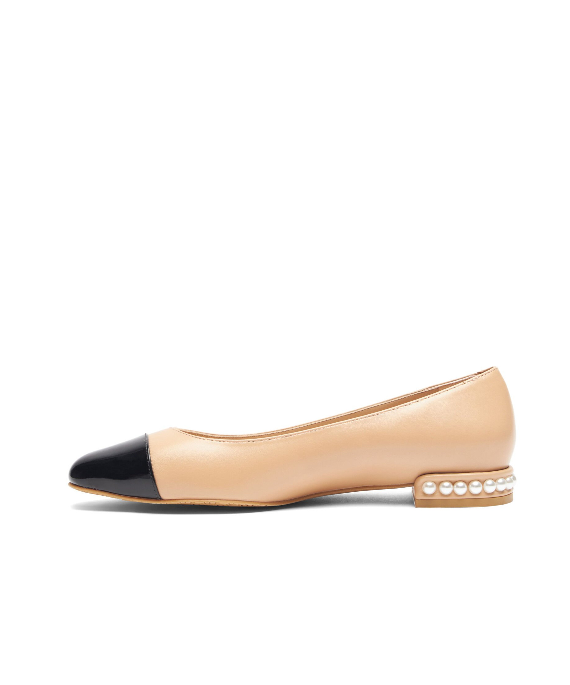 Stuart Weitzman Pearl Contrasting-toecap Ballerina Shoes In Nude