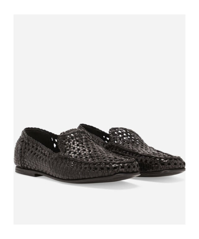 Dolce & Gabbana Intrecciato Moccasins In Black