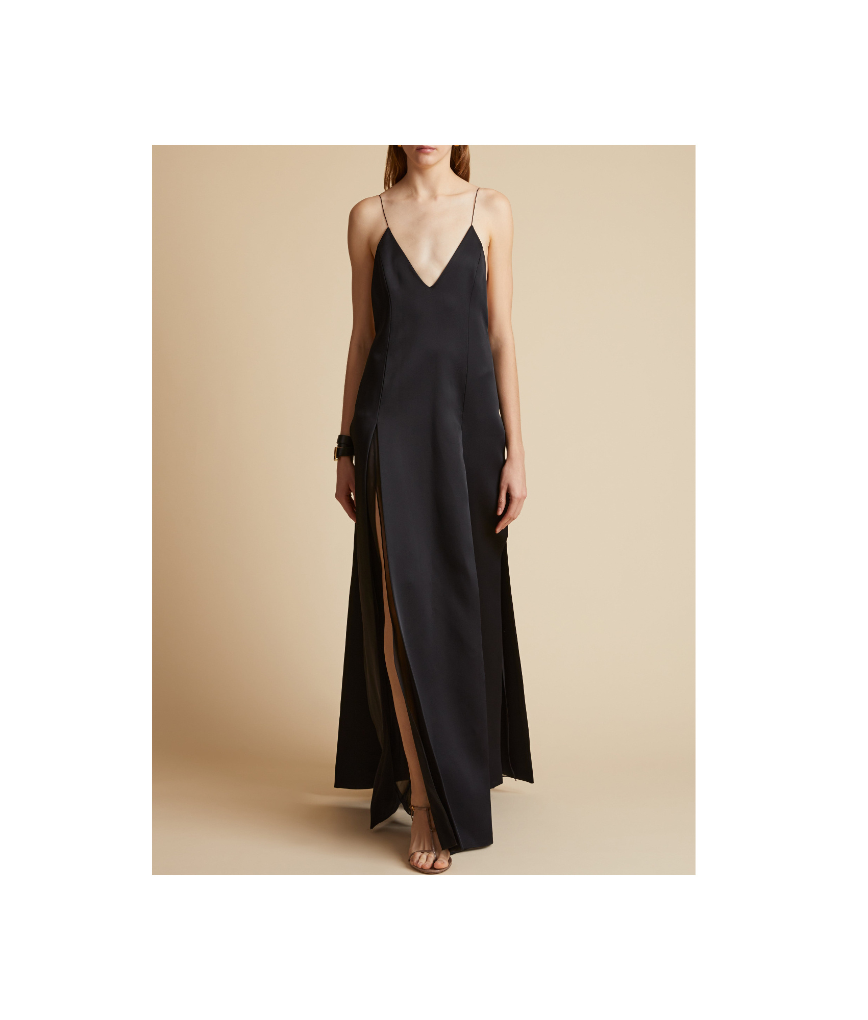 Khaite The Nonya V-neck Sleeveless Dress In Black