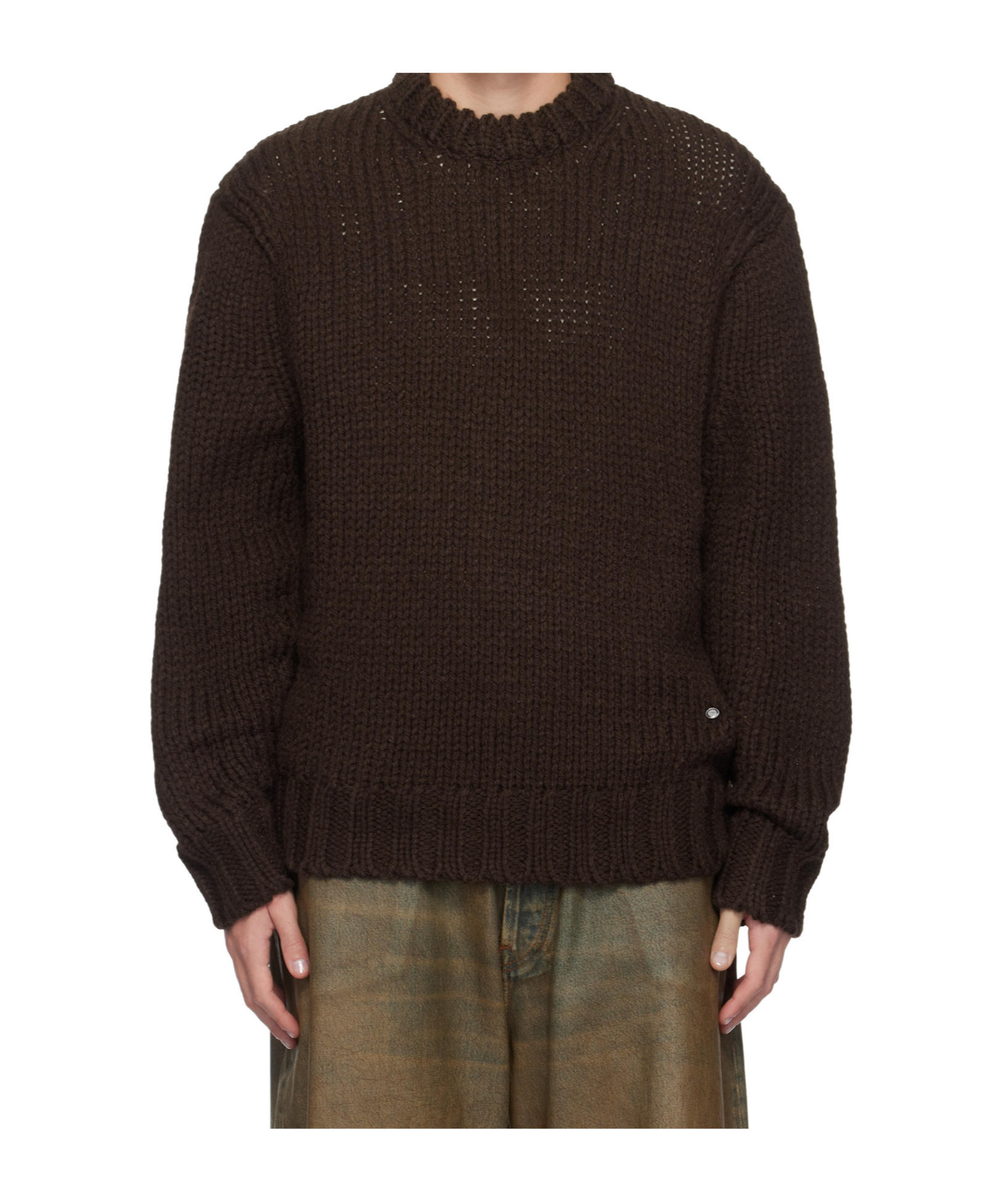 We11 Done Long-sleeved Sweater In Brown