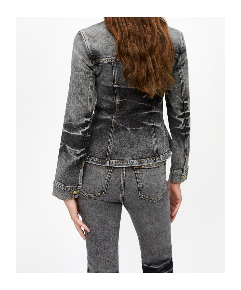 Ganni Womens Washed Flared Stretch-denim Blend Jacket Black Washed In Black