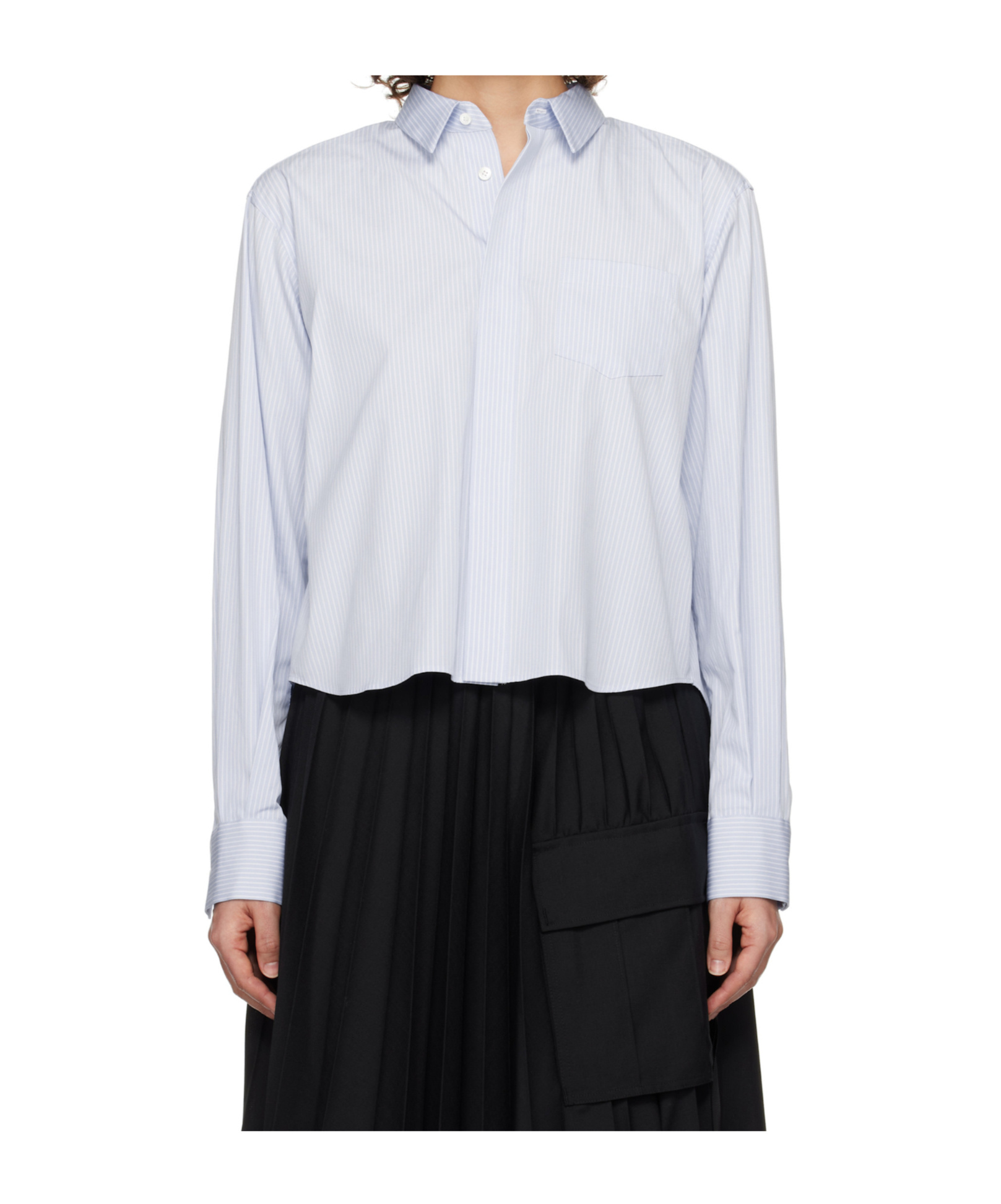 Sacai X Thomas Mason Cotton Poplin Suiting Dress In White