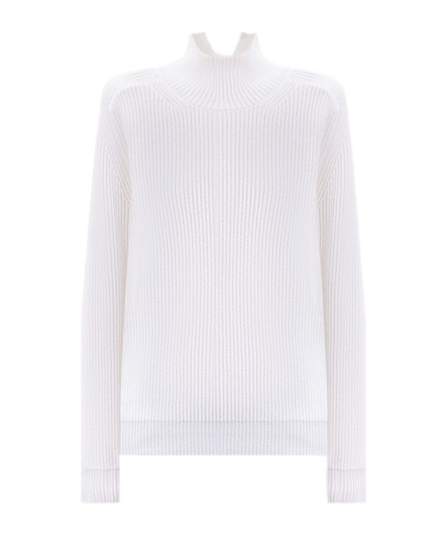 Dondup Ribbed Turtleneck Sweater In White