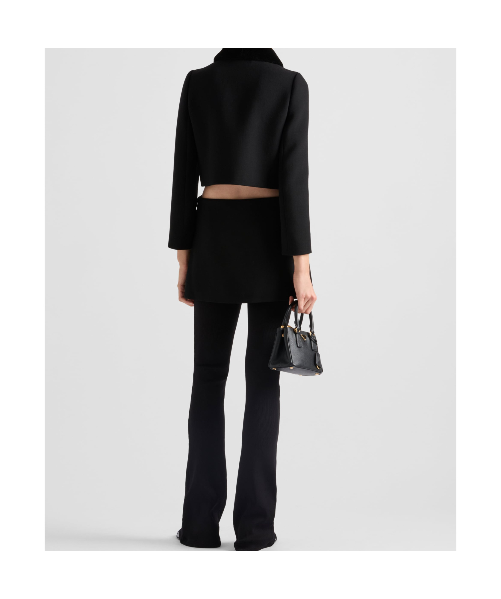 Prada Womens Black Natté Single-breasted Cropped Wool Jacket In Black
