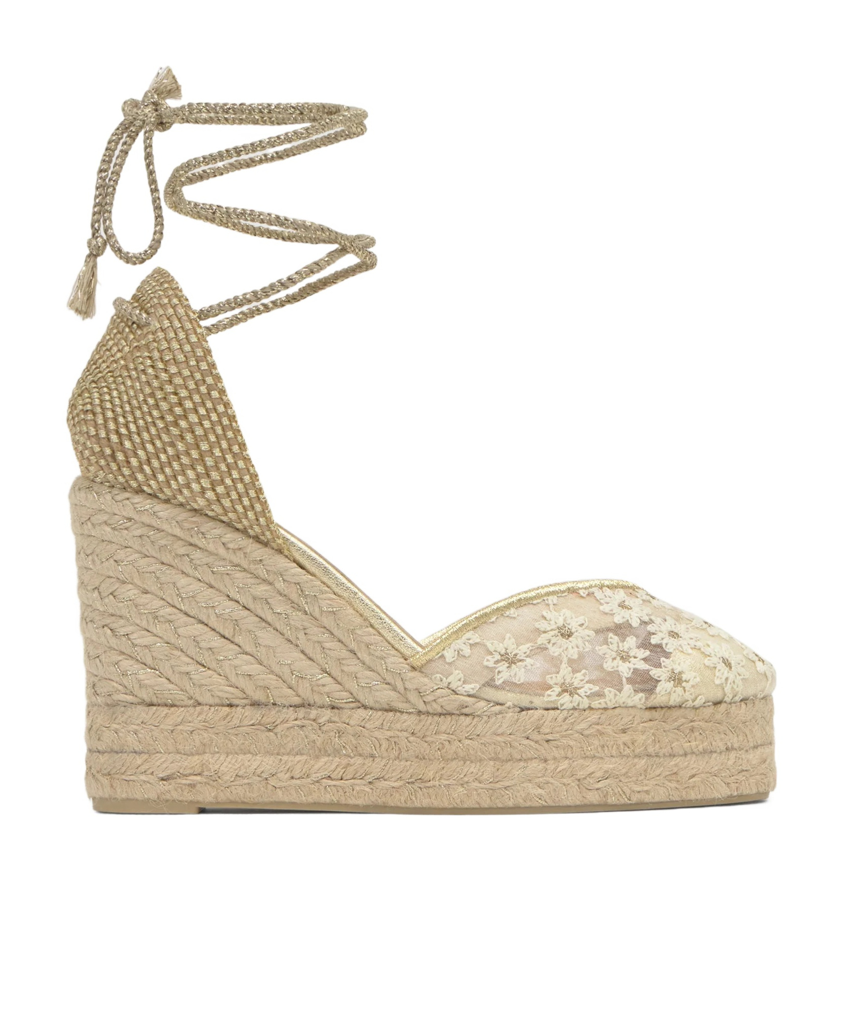 Castaã±er Clair Lace Floral Platform Espadrilles In Neutral