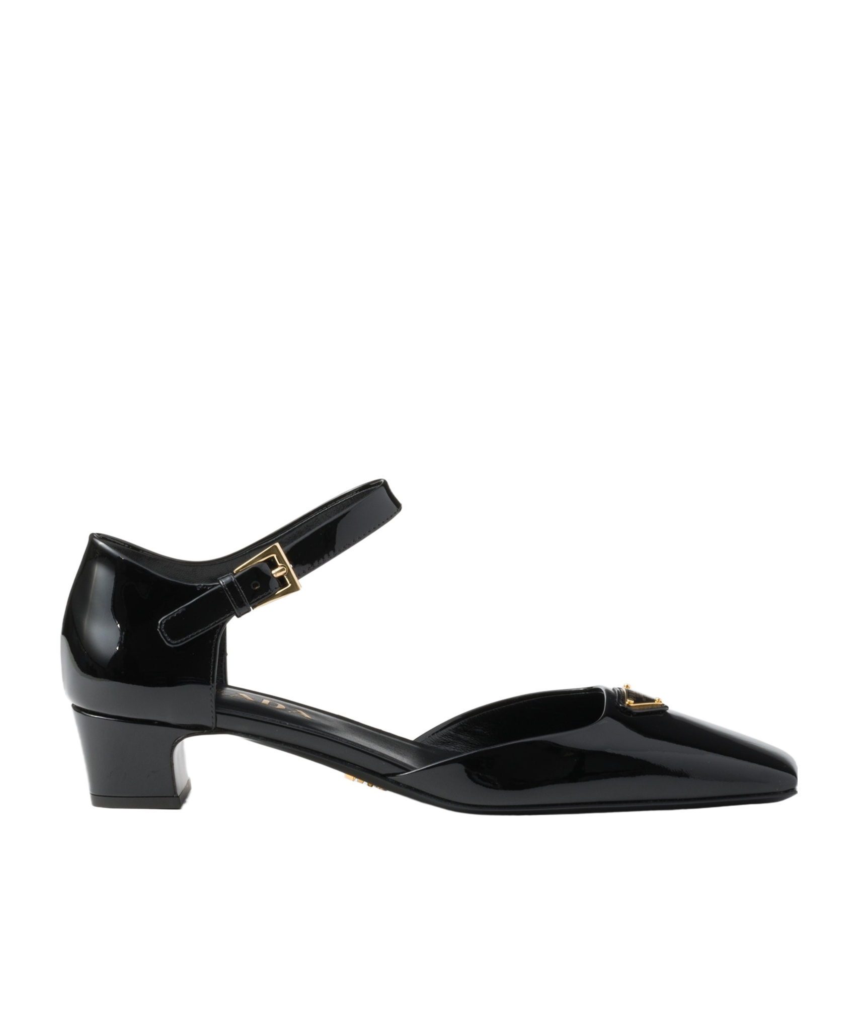 Prada Womens Black Brand-plaque Patent-leather Mary Jane Courts
