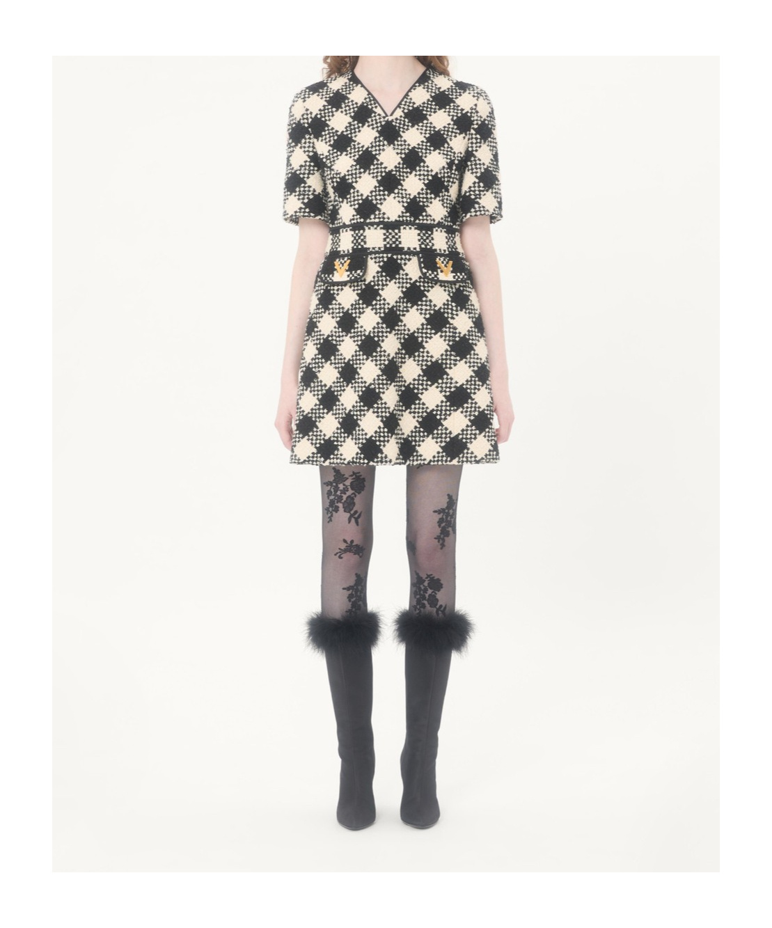 Valentino V-neck Dress In Black