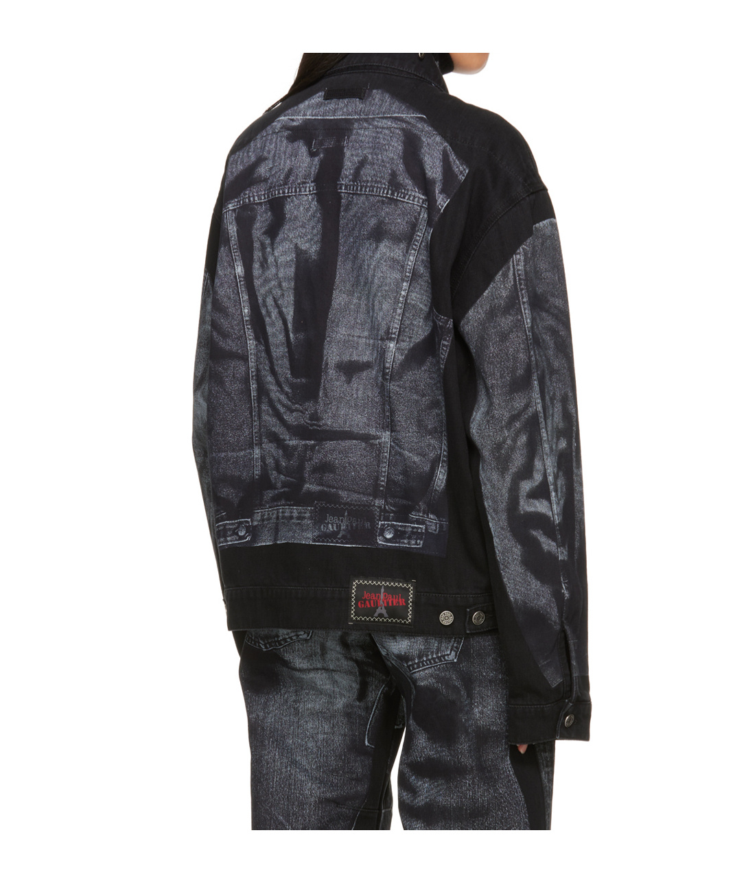 Jean Paul Gaultier Trompe L Oeil Denim Jacket In Black