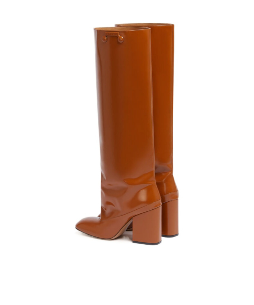 Marni Brown Leather Trunkaroo Knee-high Boot In Brown
