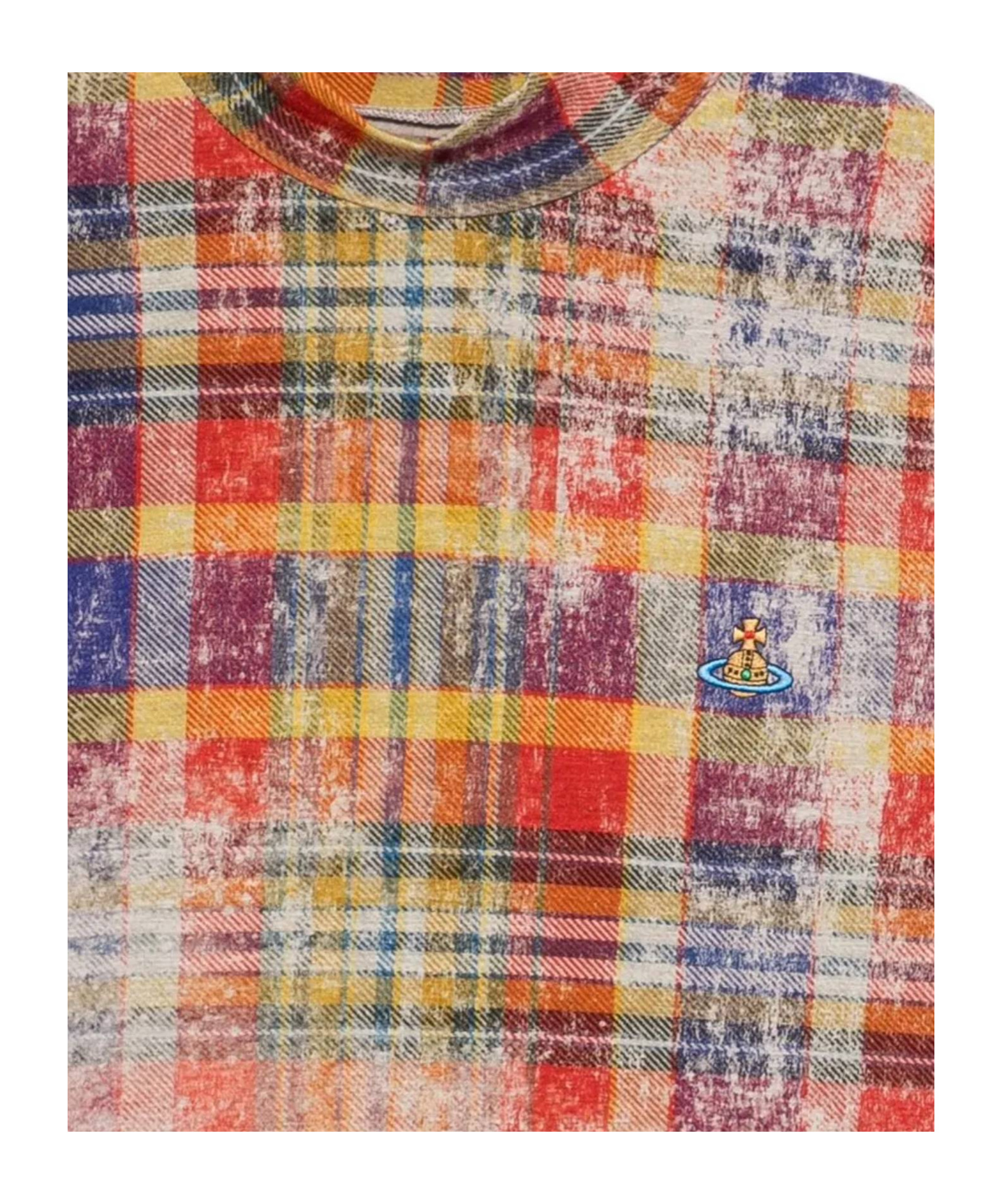 Vivienne Westwood Turtleneck Top Print Fluid Jersey Distressed-tartan Xl Women In Multi