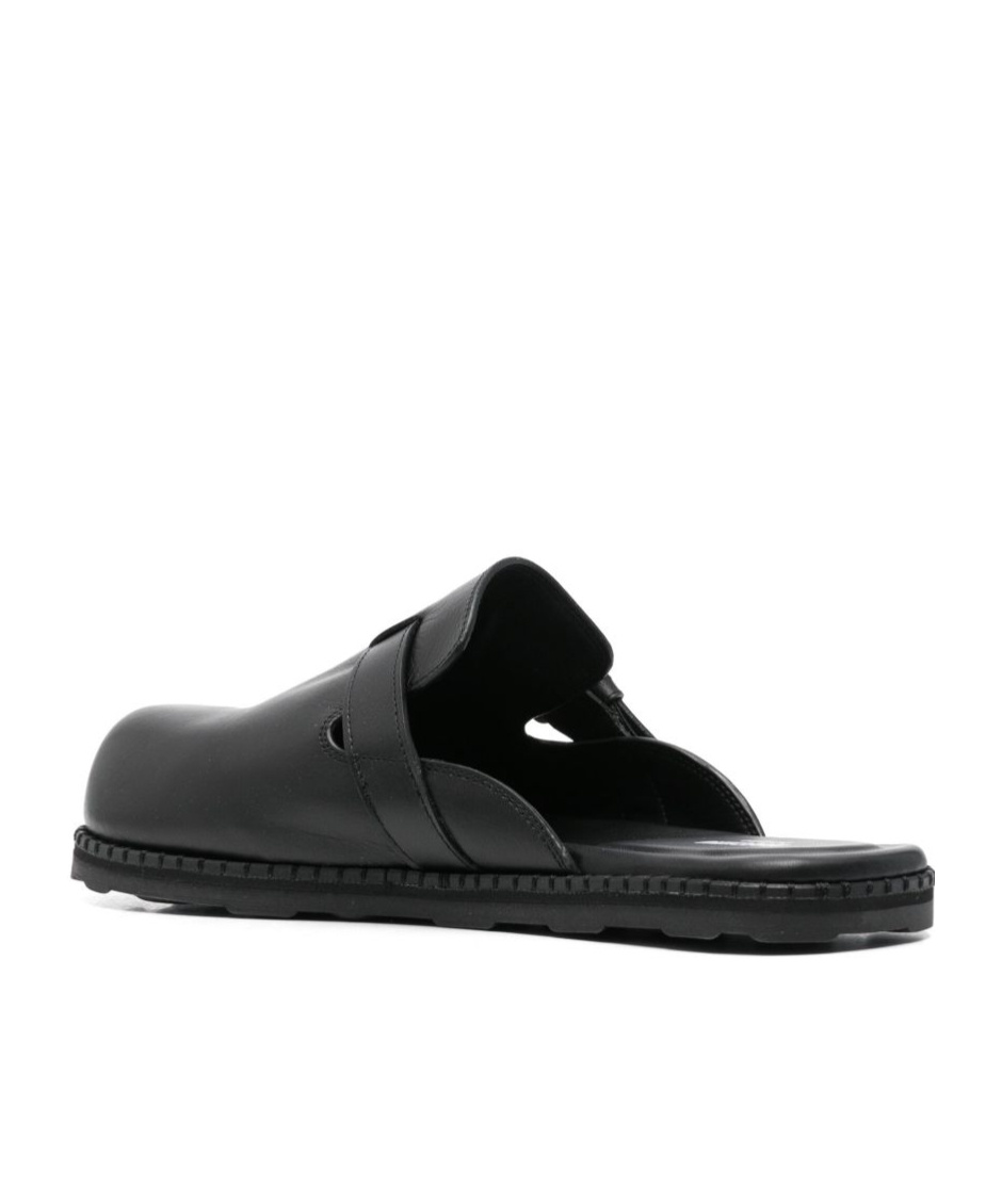 Moschino Black Leather Mule Loafers In Black