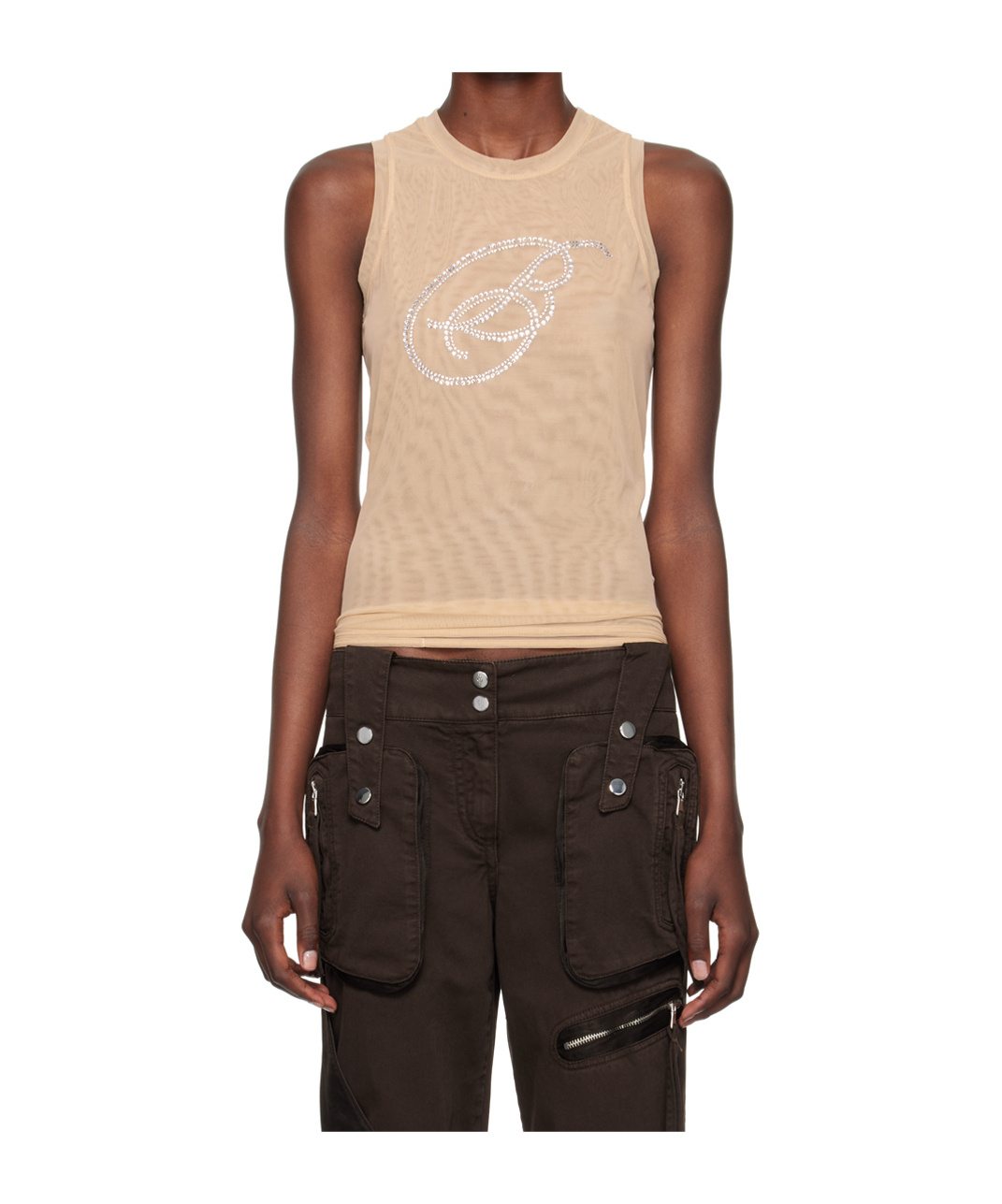 Blumarine Elastic Mesh Vest In Black