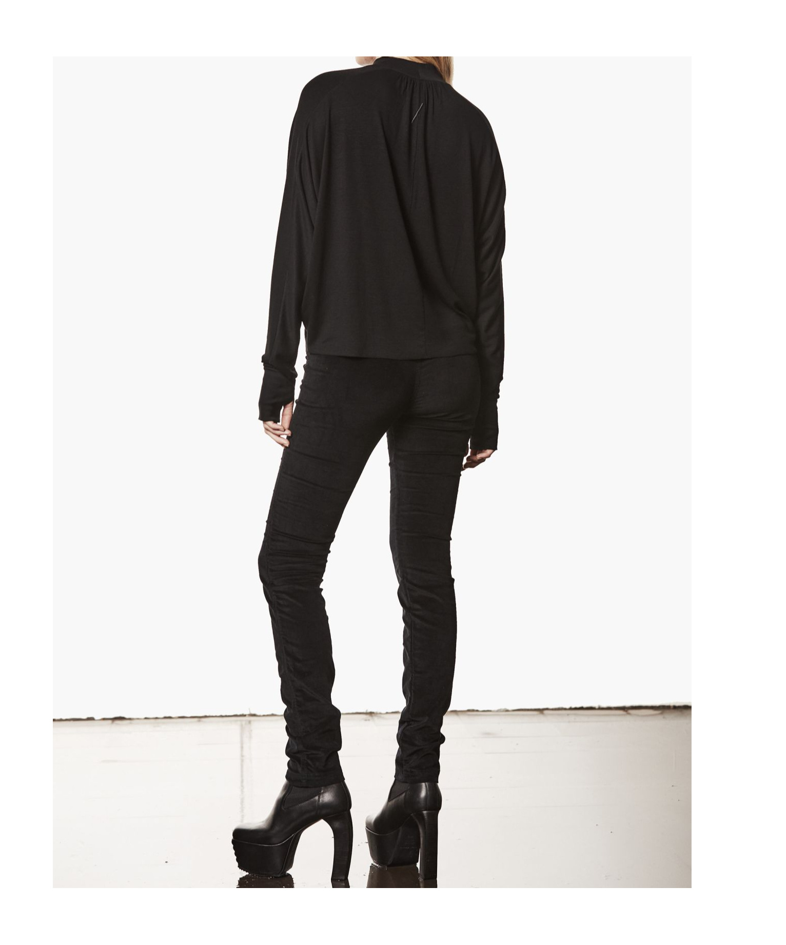 Thom Krom Oversized Viscose Stretch Mock Neck Long-sleeve Top In Black