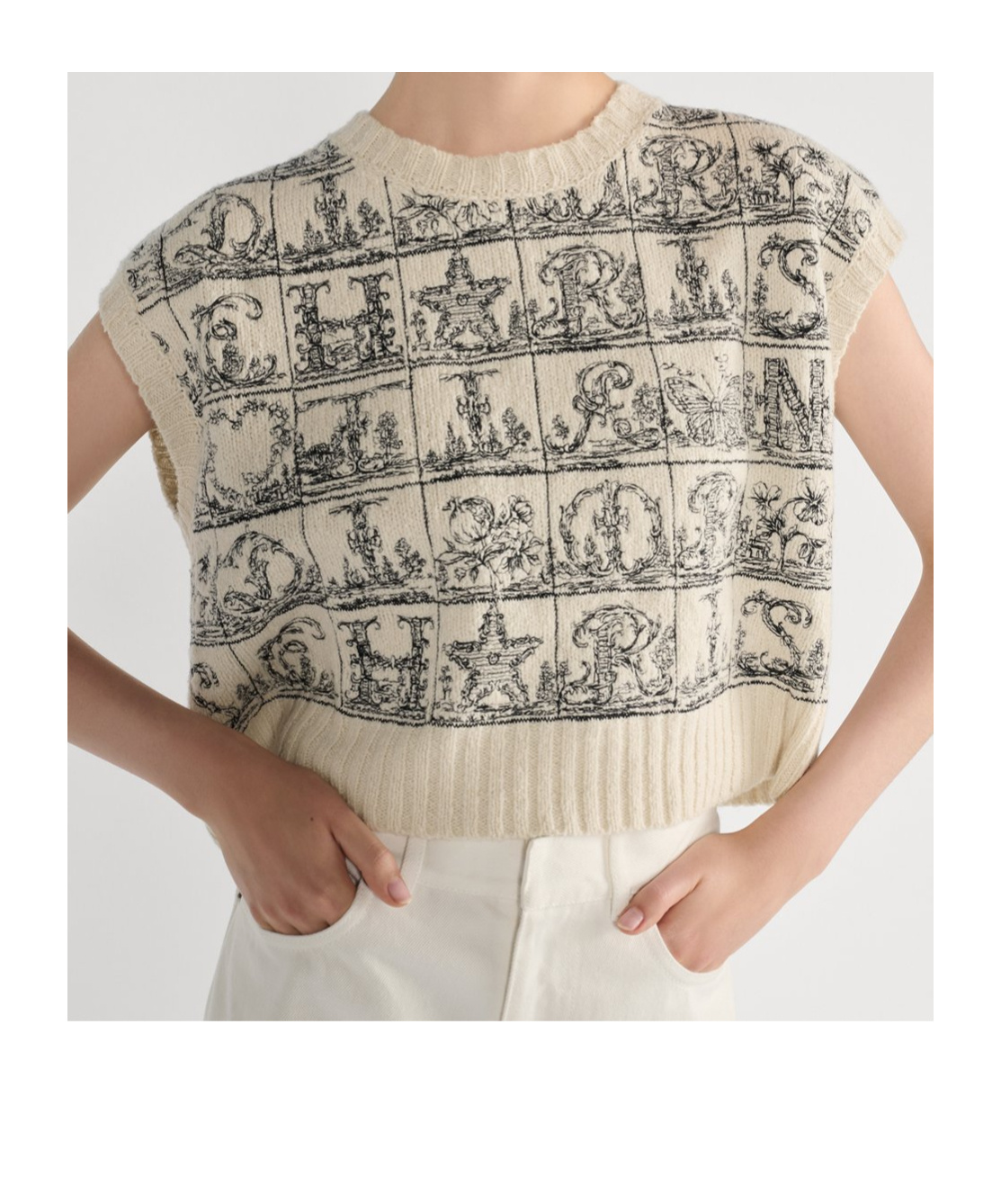 Dior Embroidered Sweater Vest In White