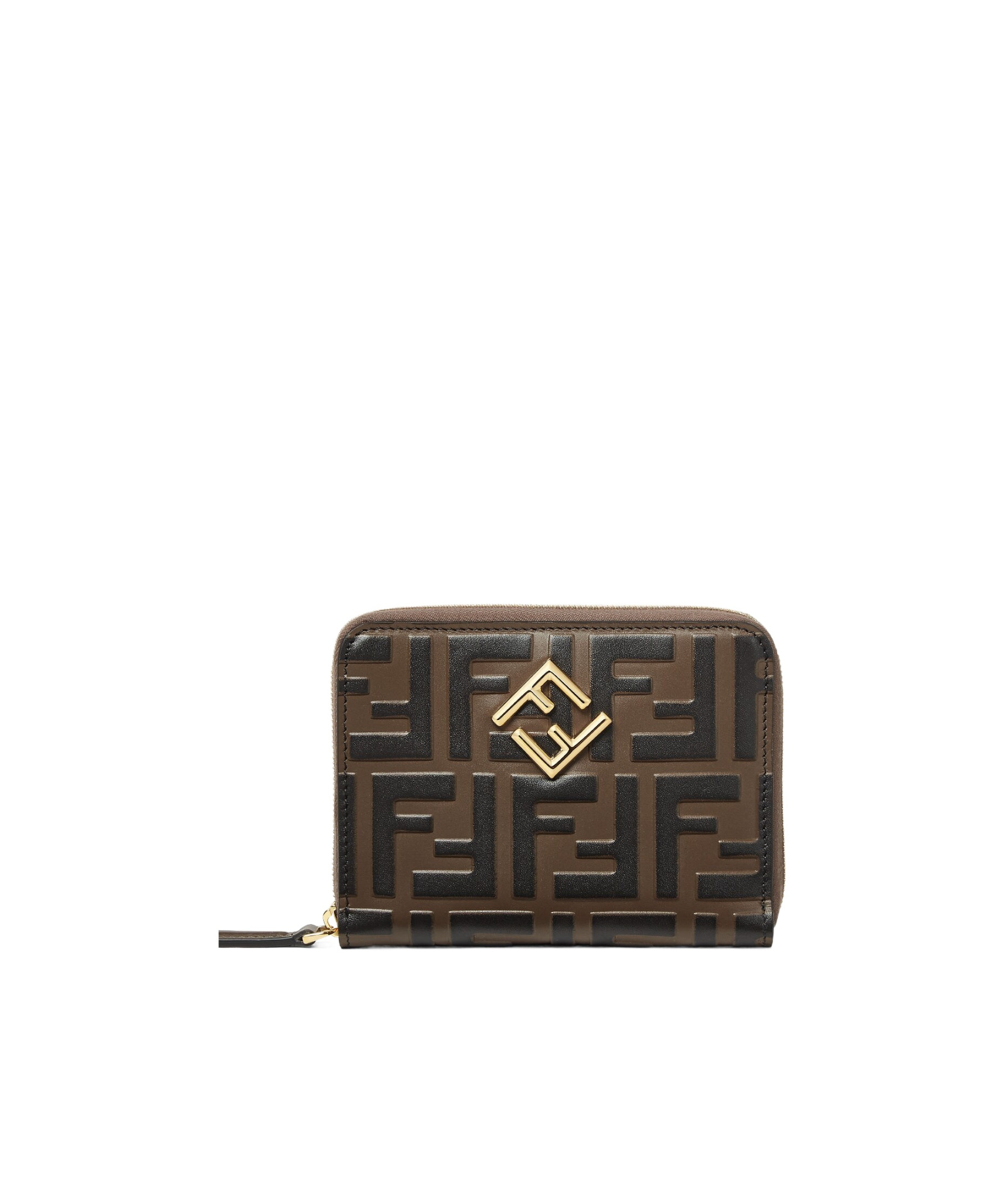 Fendi Ff Diamonds Medium Zipper Wallet In Black