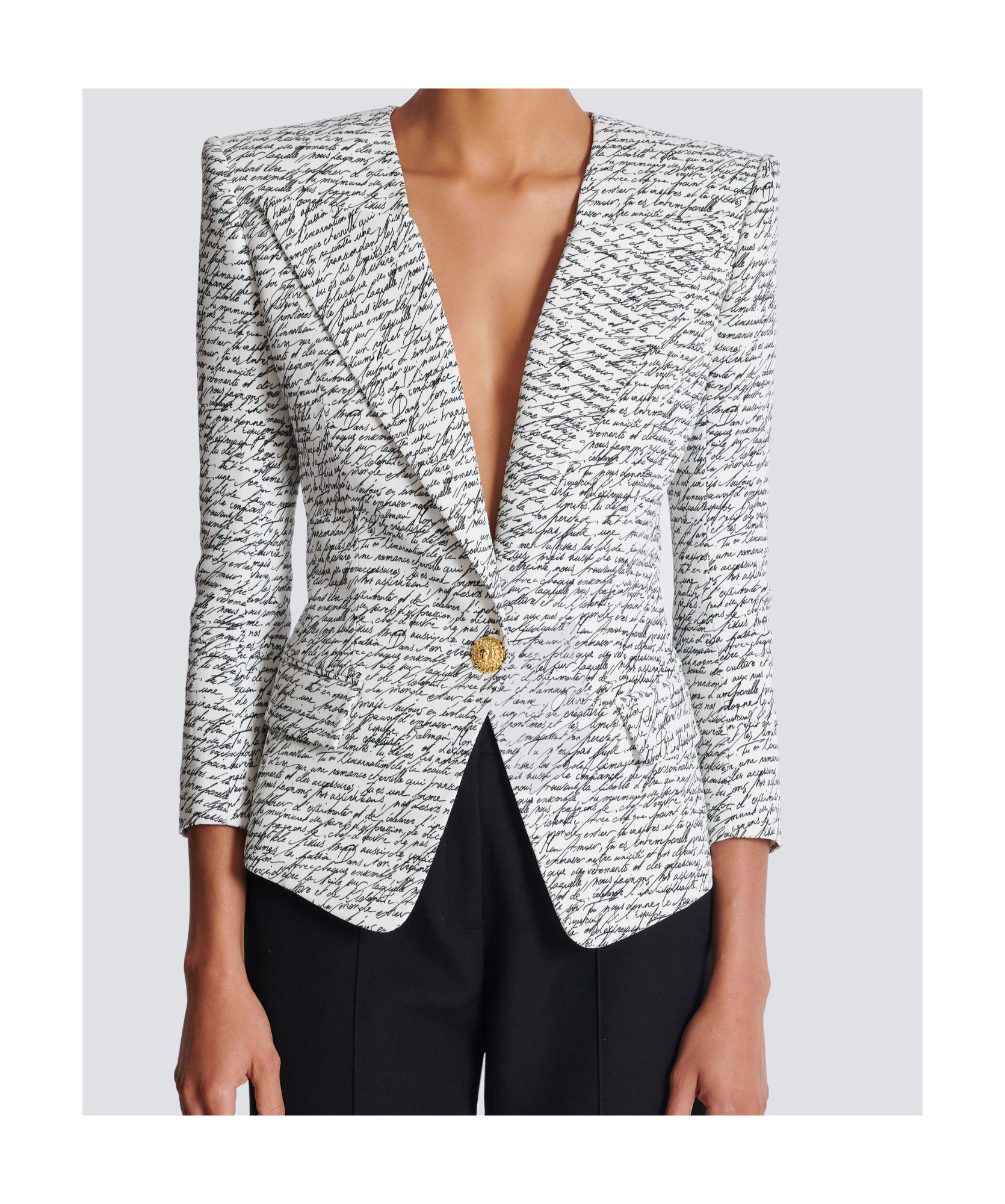 Shop Balmain 1-button Jacket With 'love Letter' Print In White