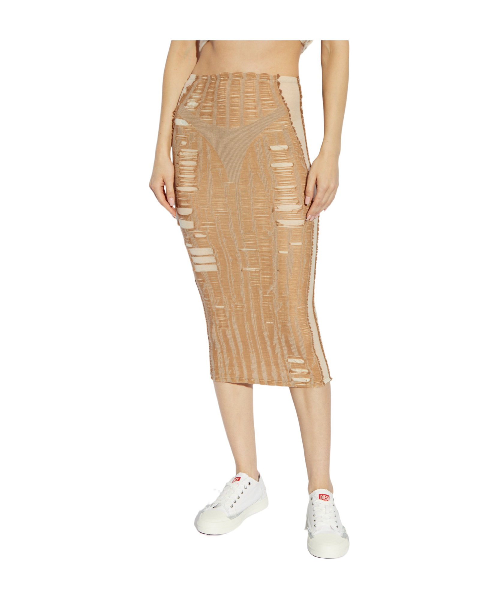 Diesel M-calina Midi Skirt In Nude