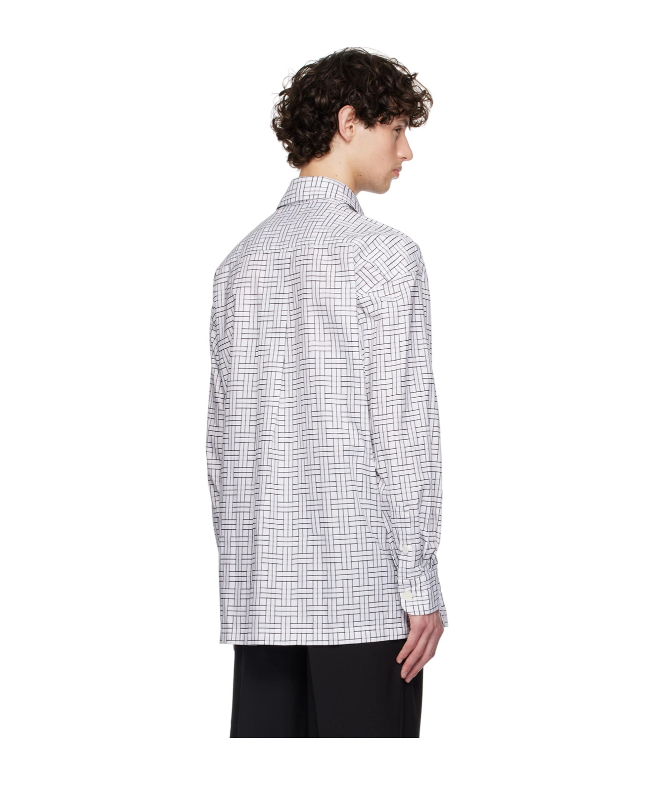 Kenzo Oversize Geometric Pattern Shirt In White