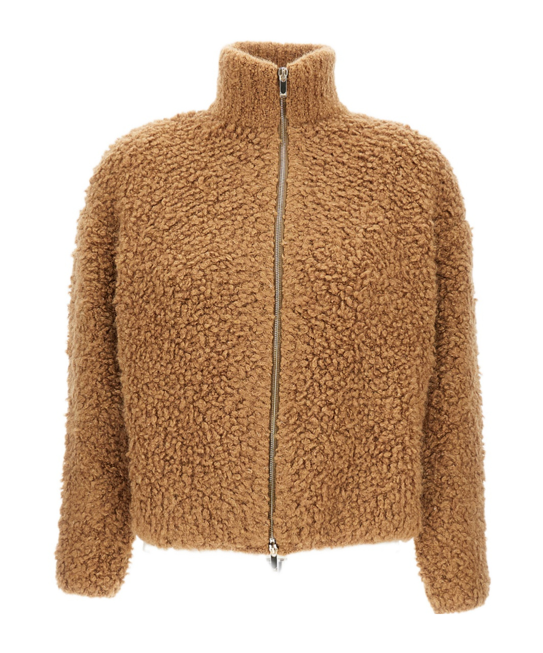 Max Mara High-neck Zip-front Cardigan In Brown