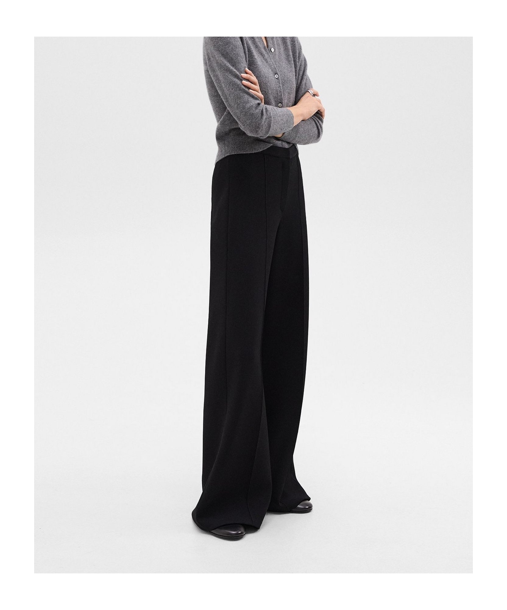 Theory High-waisted Trousers In Black