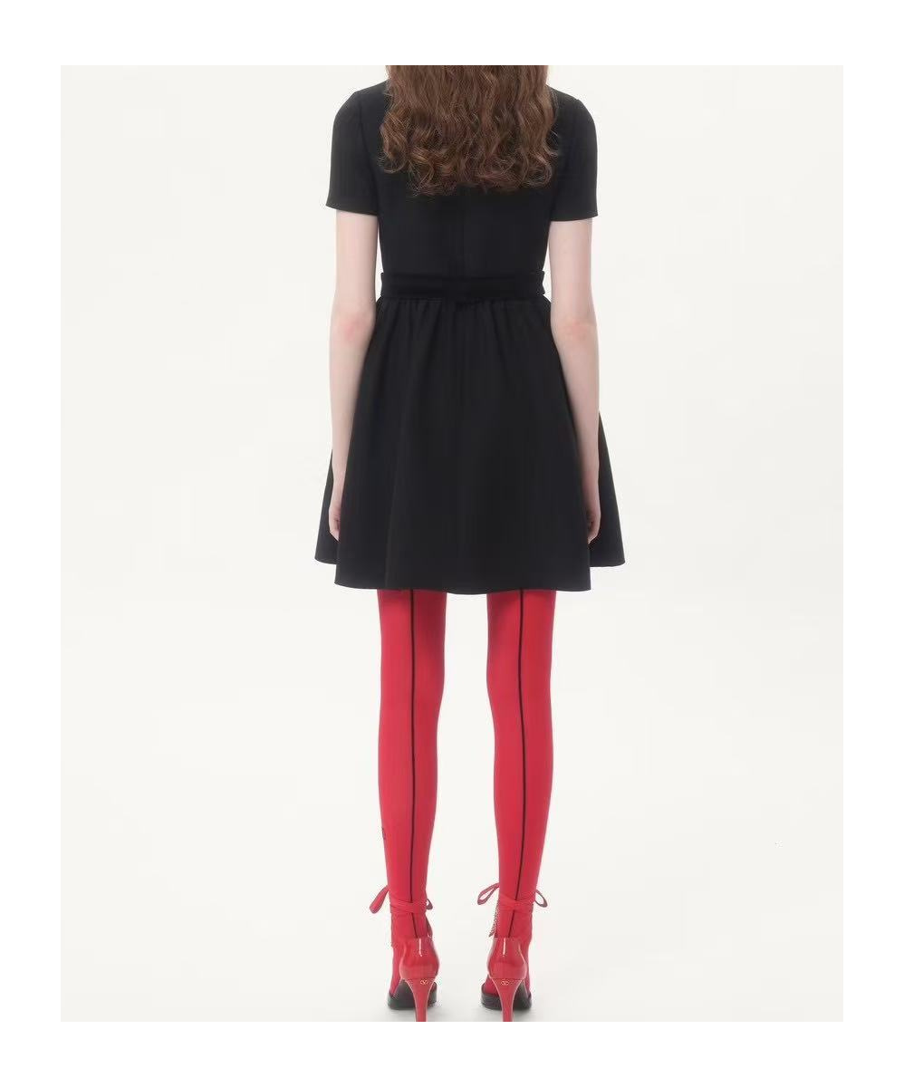 Valentino Double-bow Mini Dress In Wool In Black